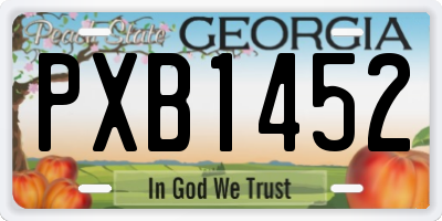 GA license plate PXB1452