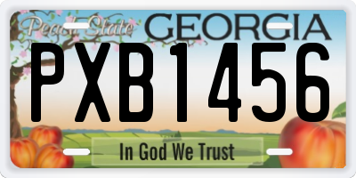 GA license plate PXB1456