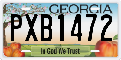 GA license plate PXB1472