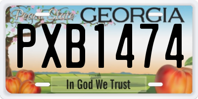 GA license plate PXB1474