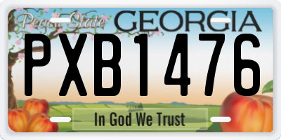 GA license plate PXB1476