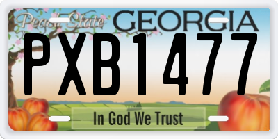 GA license plate PXB1477