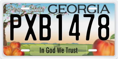 GA license plate PXB1478