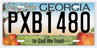 GA license plate PXB1480