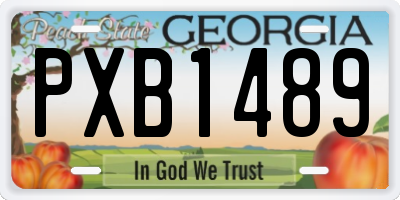 GA license plate PXB1489