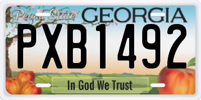 GA license plate PXB1492