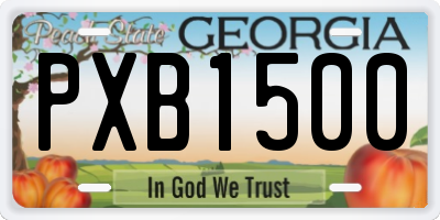 GA license plate PXB1500