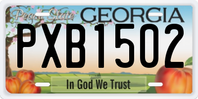 GA license plate PXB1502