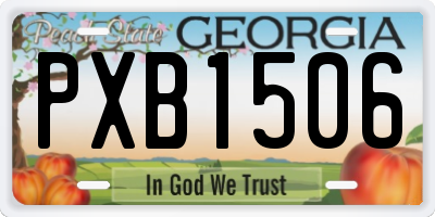 GA license plate PXB1506