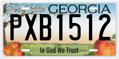 GA license plate PXB1512