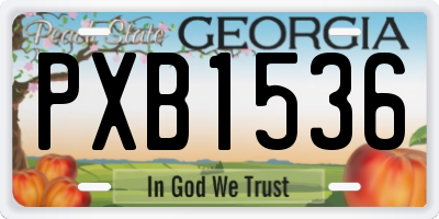 GA license plate PXB1536