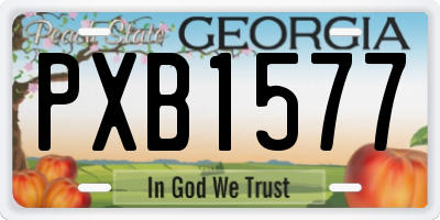 GA license plate PXB1577