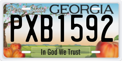 GA license plate PXB1592