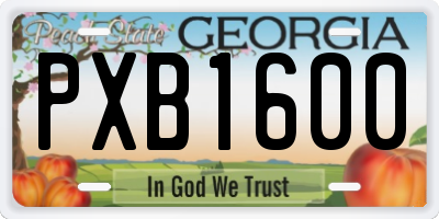 GA license plate PXB1600