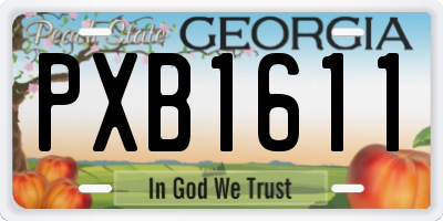 GA license plate PXB1611