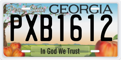 GA license plate PXB1612