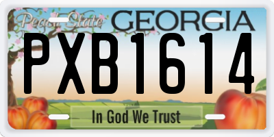 GA license plate PXB1614