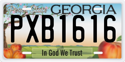 GA license plate PXB1616