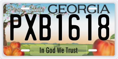 GA license plate PXB1618