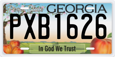 GA license plate PXB1626