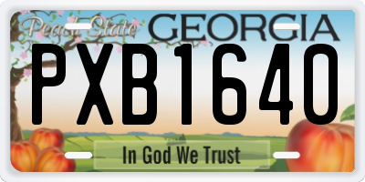 GA license plate PXB1640