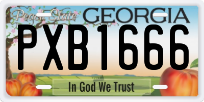 GA license plate PXB1666