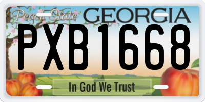 GA license plate PXB1668