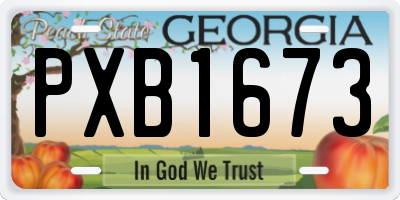 GA license plate PXB1673