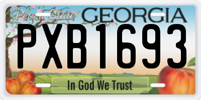 GA license plate PXB1693