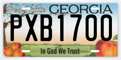 GA license plate PXB1700