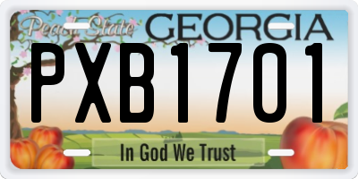 GA license plate PXB1701