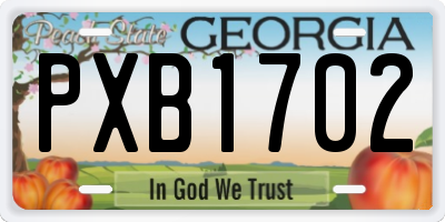 GA license plate PXB1702