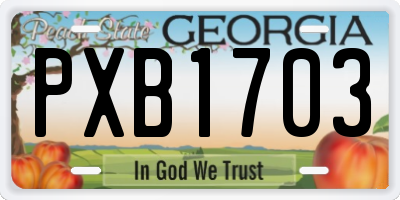 GA license plate PXB1703