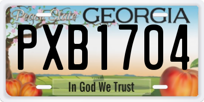 GA license plate PXB1704
