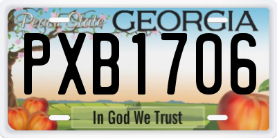 GA license plate PXB1706