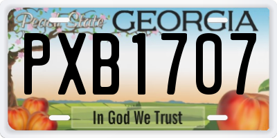 GA license plate PXB1707