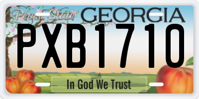 GA license plate PXB1710