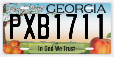 GA license plate PXB1711