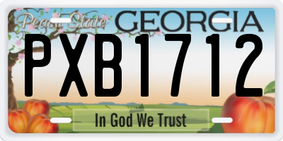 GA license plate PXB1712