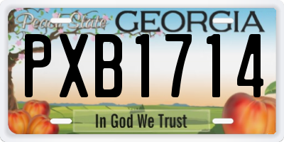 GA license plate PXB1714