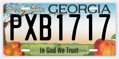 GA license plate PXB1717