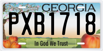 GA license plate PXB1718