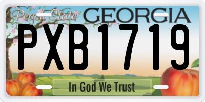 GA license plate PXB1719