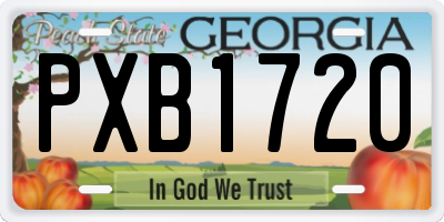 GA license plate PXB1720