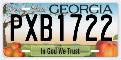 GA license plate PXB1722