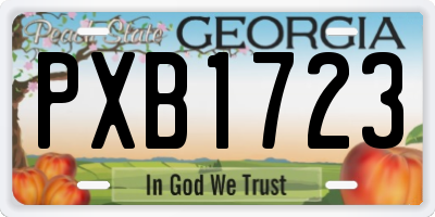 GA license plate PXB1723