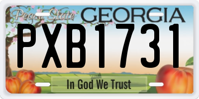 GA license plate PXB1731