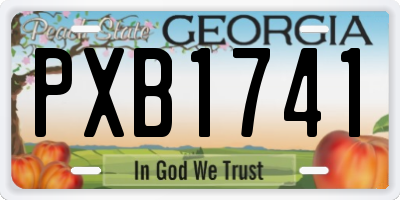 GA license plate PXB1741