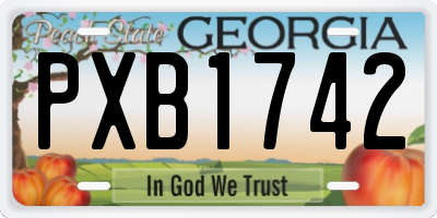 GA license plate PXB1742