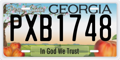GA license plate PXB1748